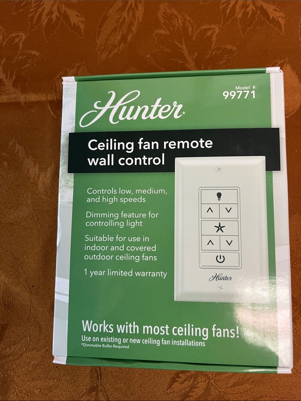 Hunter White Ceiling Fan Remote Wall Control